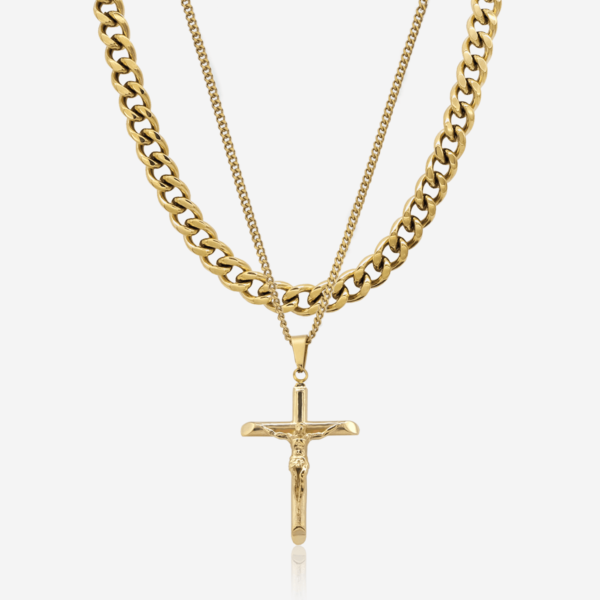 Kors halskæde + Cuban Link halskæde